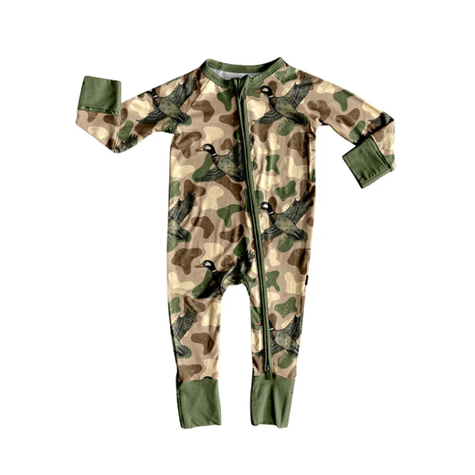 TAT 6-8 weeks MOQ 8 camo mallard baby boy zip sleeper