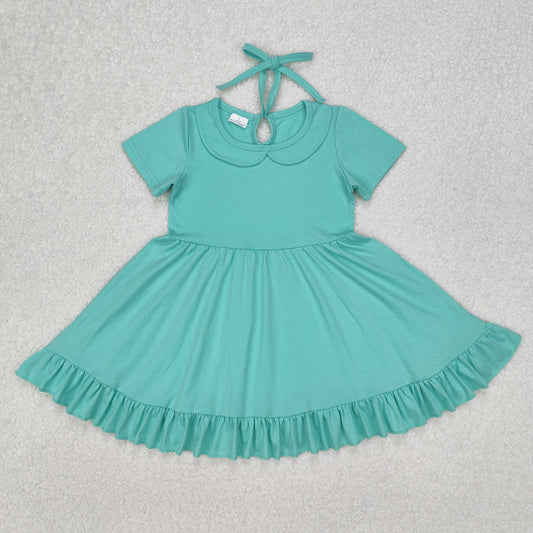 short sleeve ruffle twirly cotton mint dress kids dresses