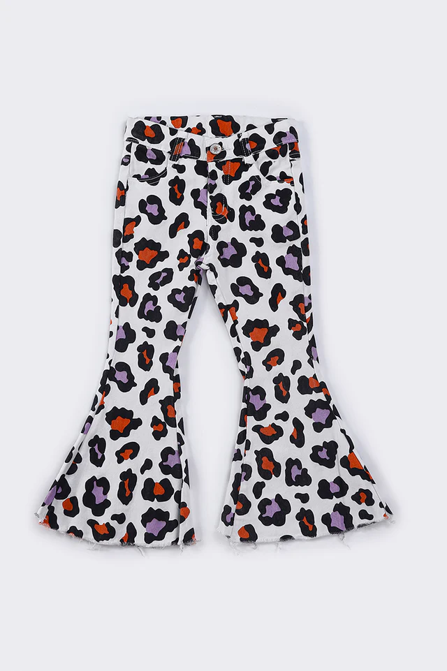 leopard bell denim jeans