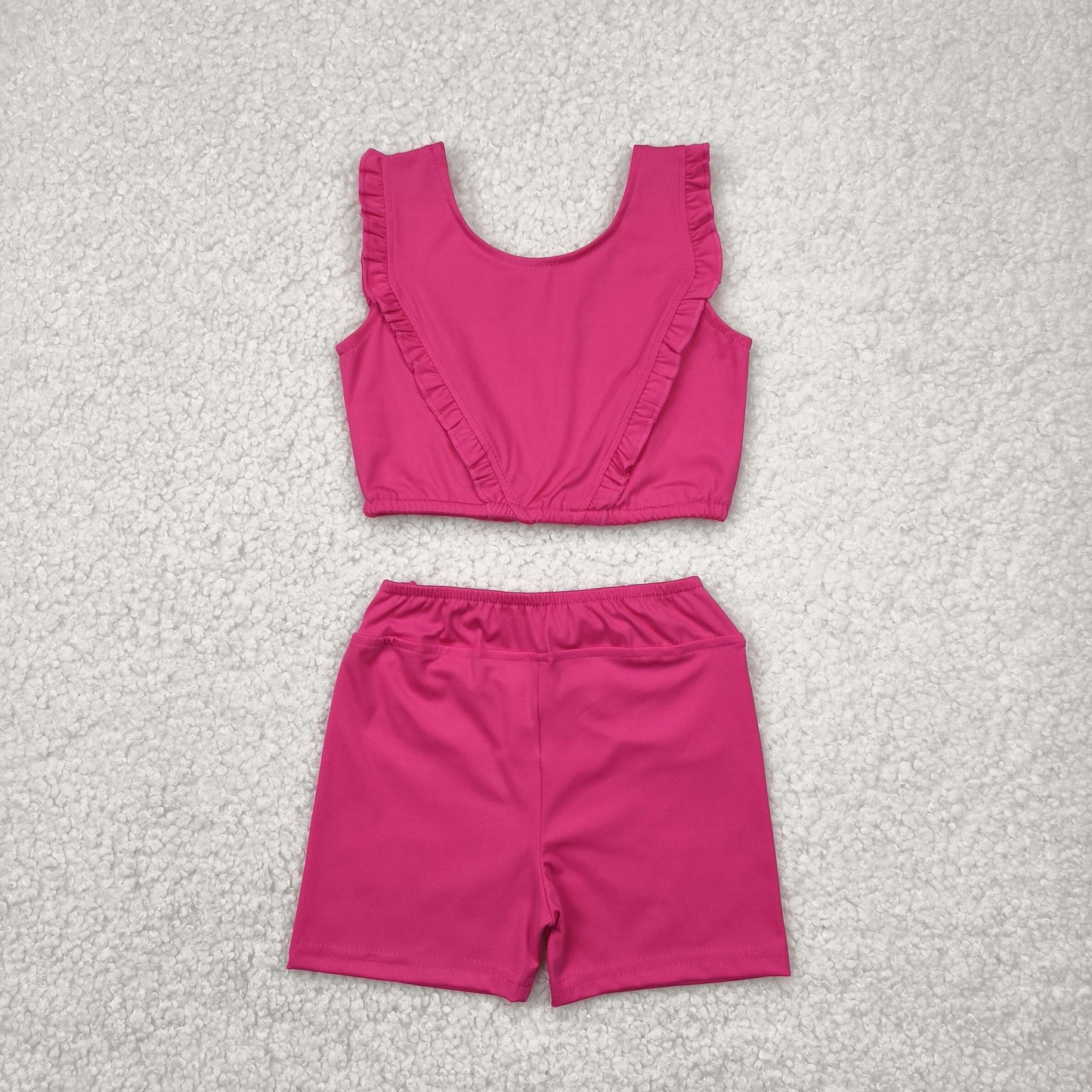 hot pink two pieces athletic shorts set