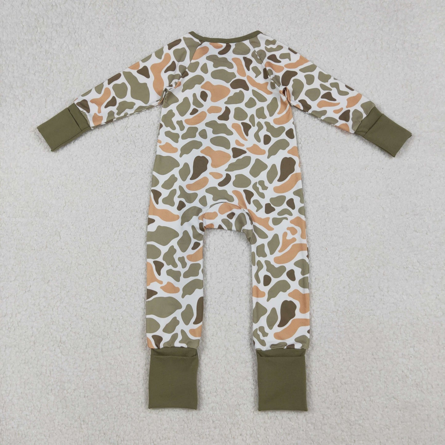 baby boy long sleeve camo zipper sleeper