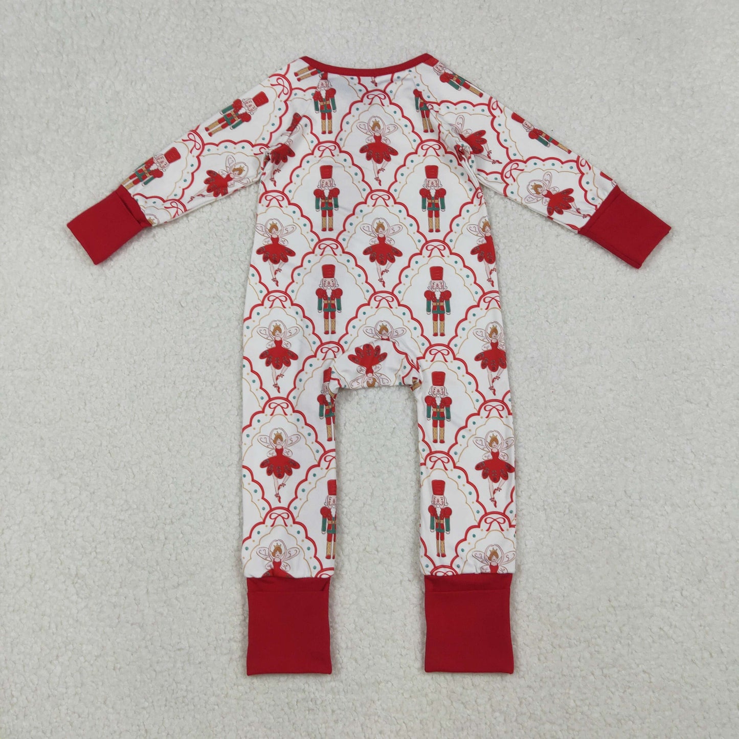 red nutcracker&ballet Christmas baby girl zipper sleeper pajama