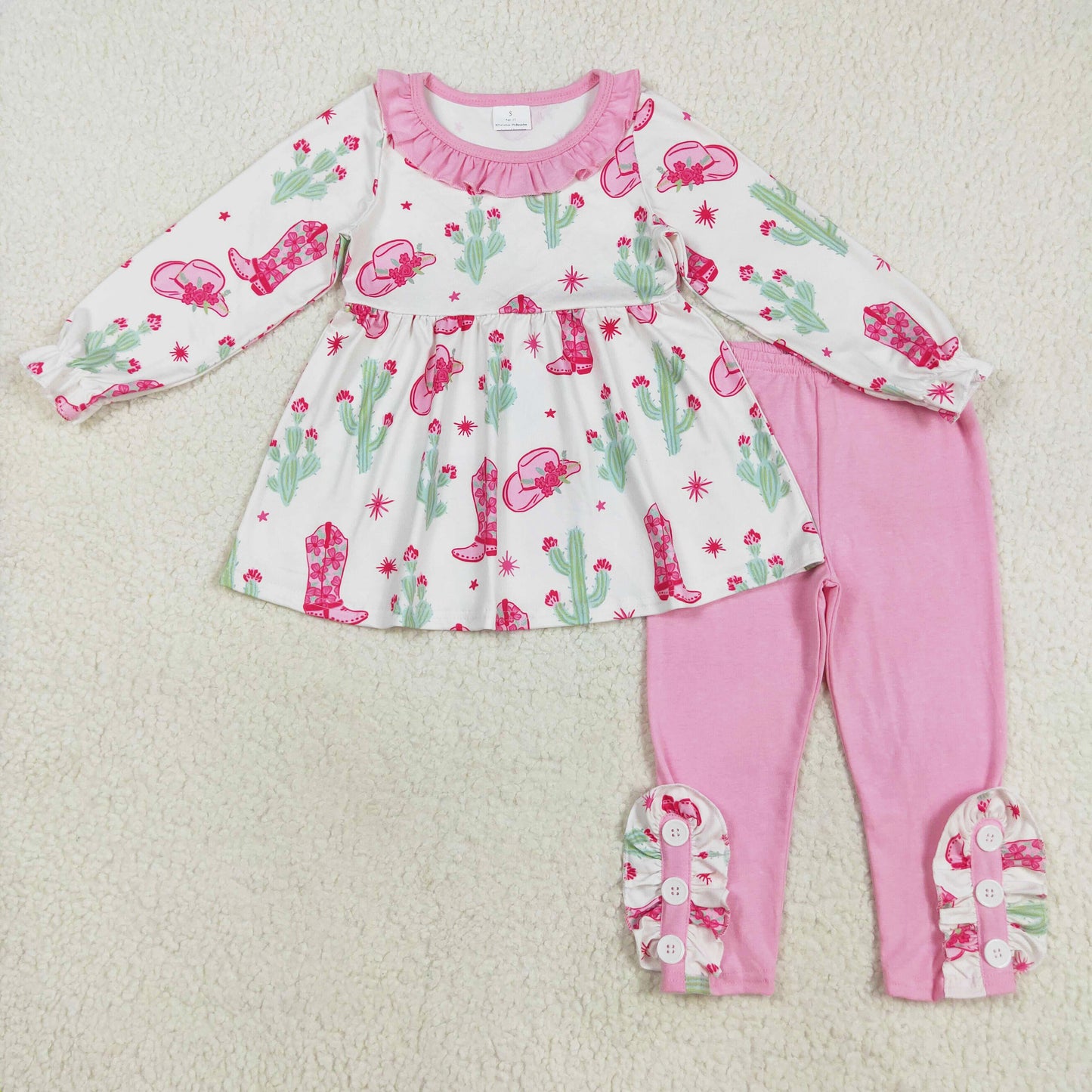pink boots cactus legging set fall girls clothing