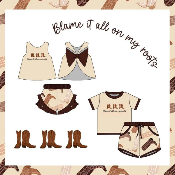 pre order blame it all on my roots shorts set