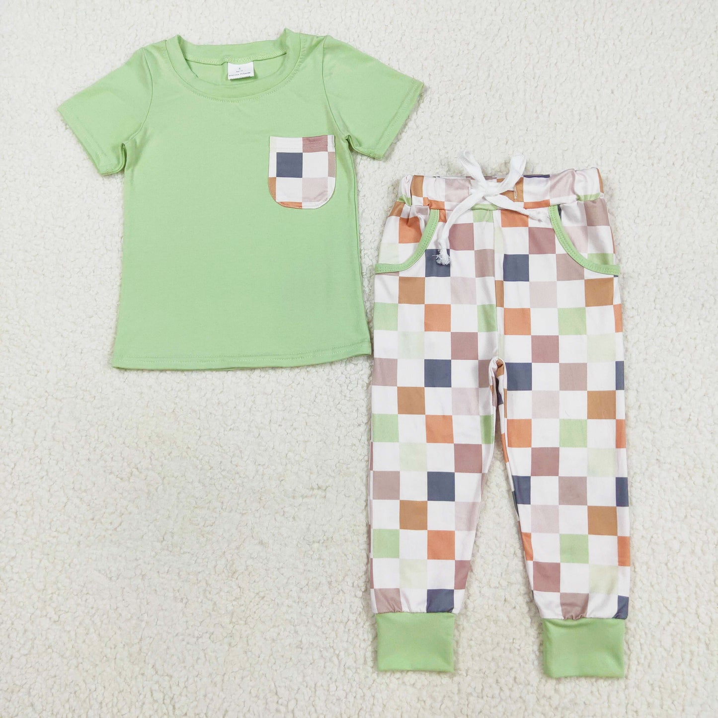pocket tee checkered jogger set boys clothes