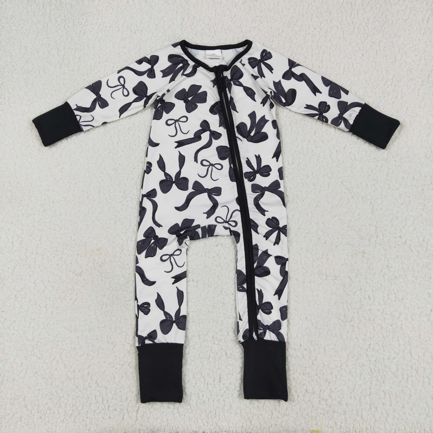western cowboy black bow print zip sleeper