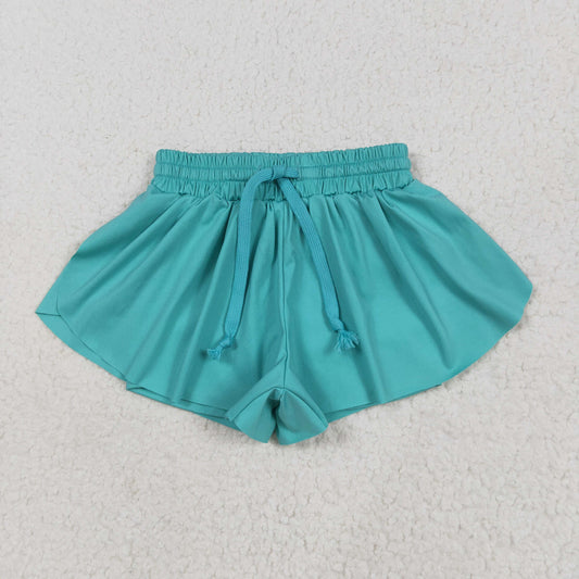 mint solid color yoga girls sports shorts