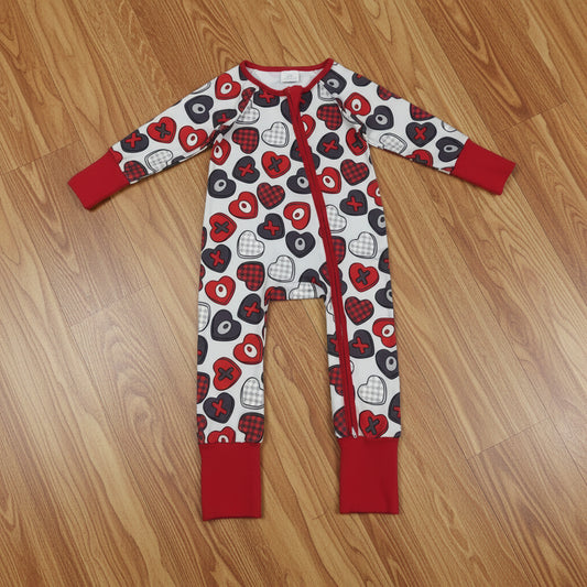 xoxo heart print valentine's day girl zipper sleeper