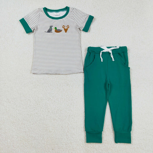 green dog duck deer jogger set boys clothes set