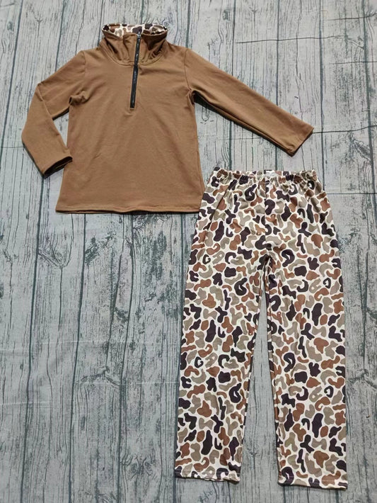 MOQ 5 TAT 6-8 weeks brown camo pants set