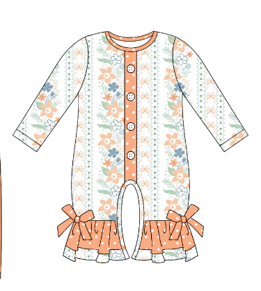 NO MOQ CLOSE 2025 3rd Sept girls fall floral ruffle romper
