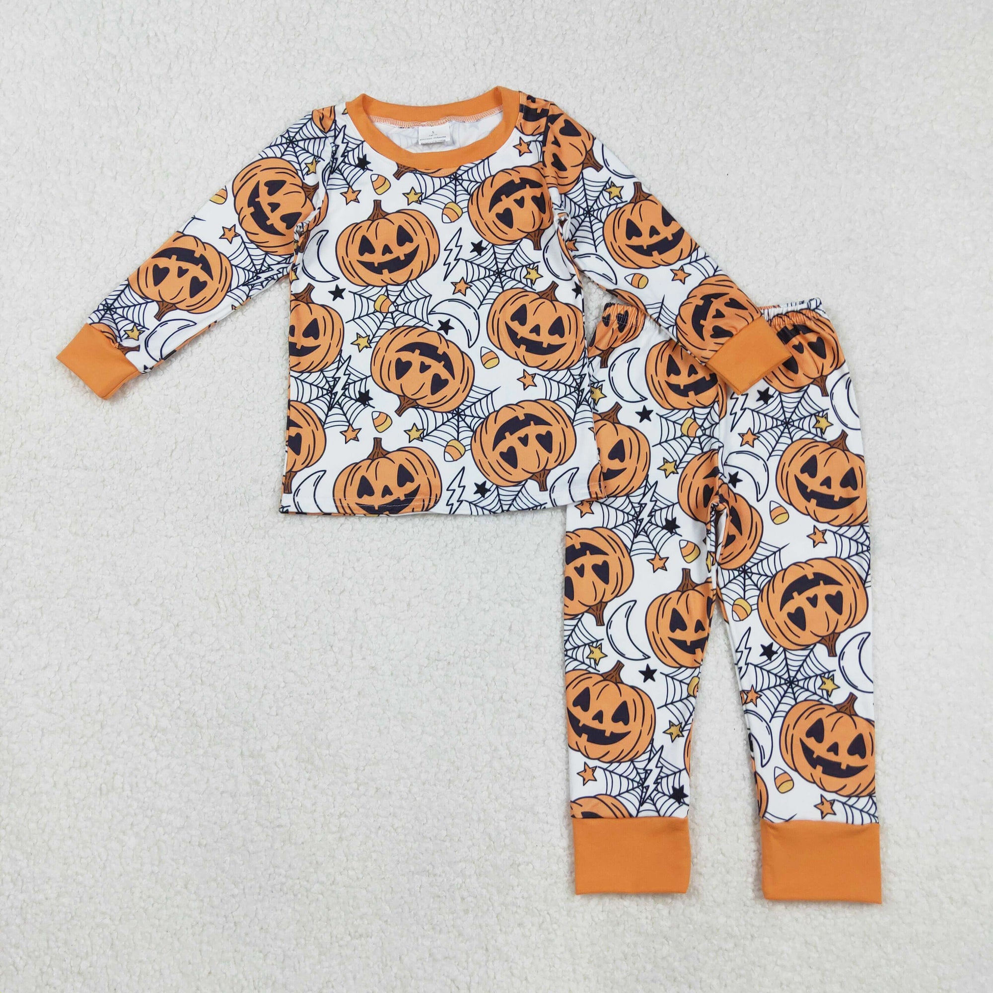 Halloween pumpkin kids pajama two pieces lounge set