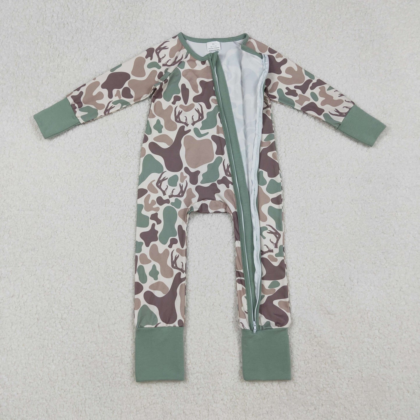 buck camo baby boy zipper sleeper baby clothing