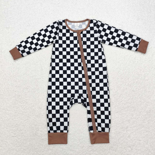 black white checkered zip bamboo sleeper