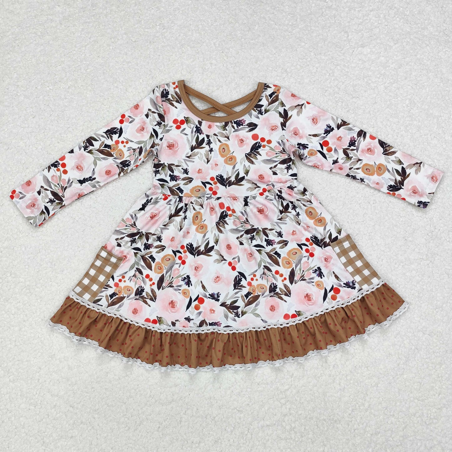 toddler girl cross floral pocket dress