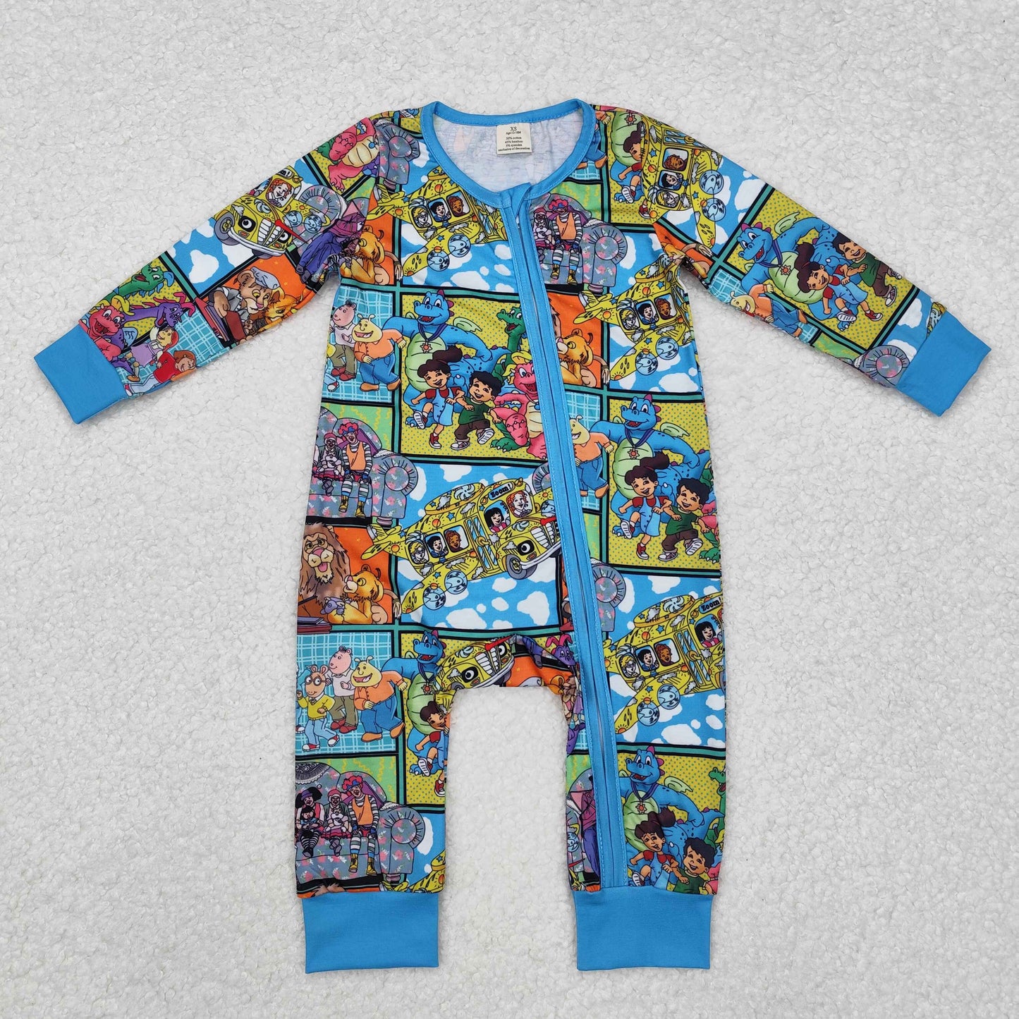 baby boy cartoon zip bamboo sleeper