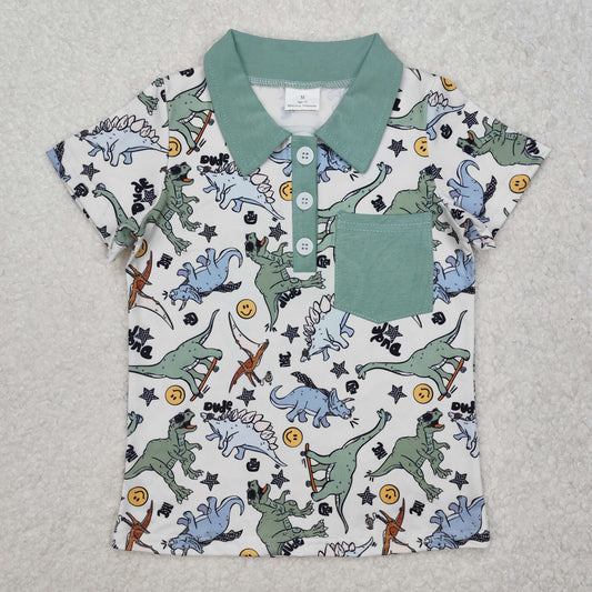 dinosaur polo button t-shirt boys top