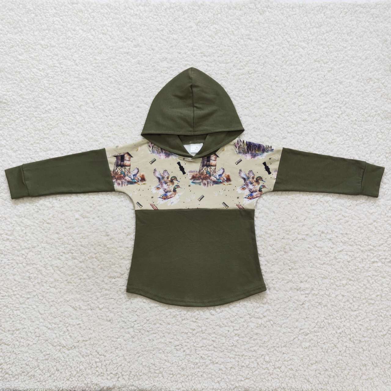 children green duck hoodie top boy