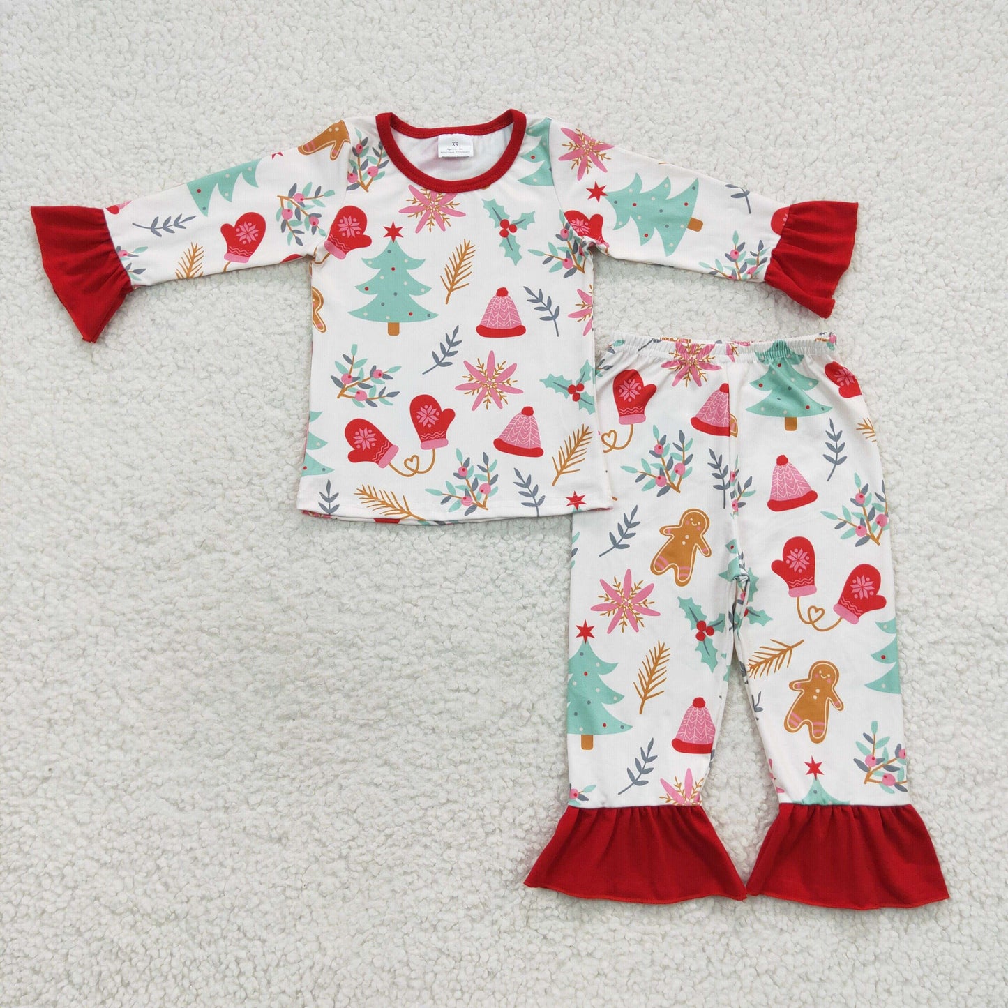 Sibling 2 pieces girl PJ christmas decoration print pajama set