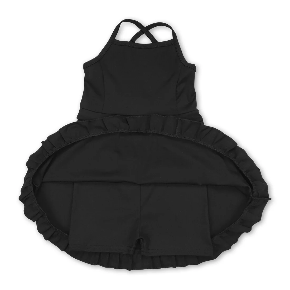 black strap ruffle baby girls summer active wear athletic dress