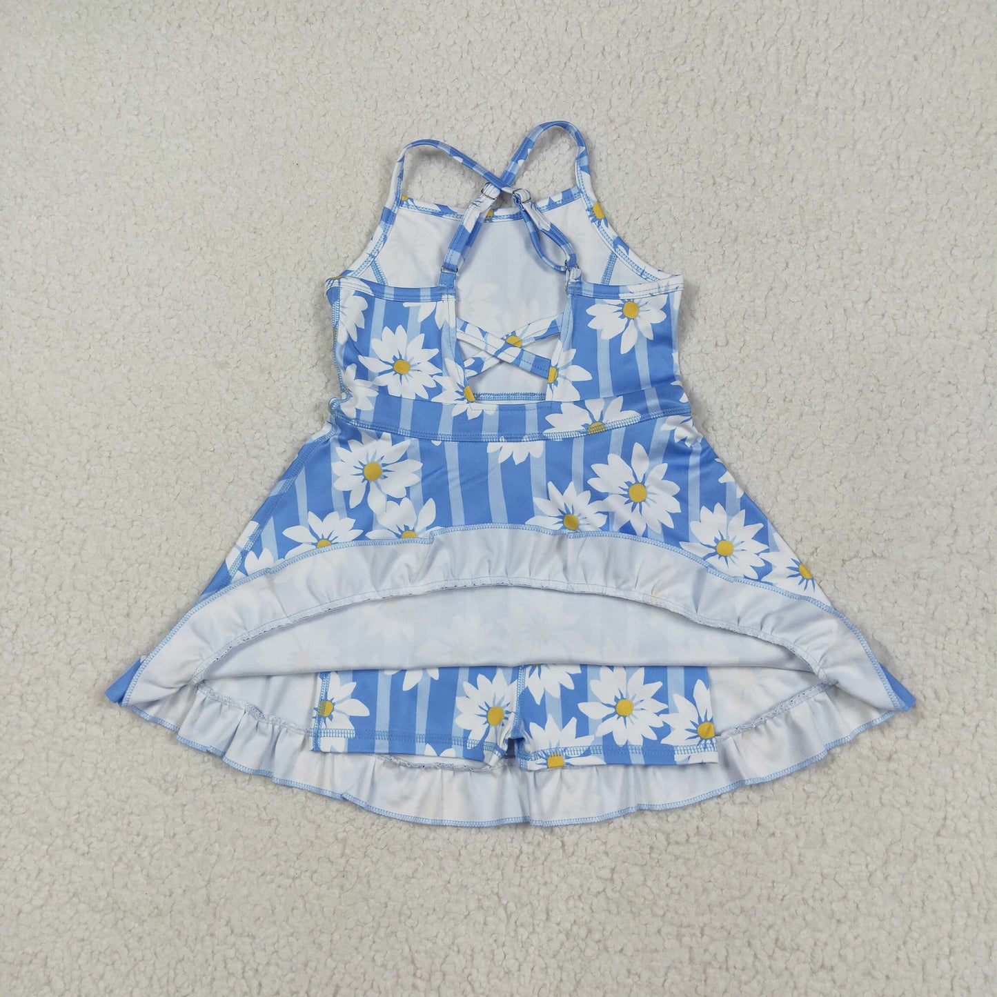 blue striped flower athletic dress