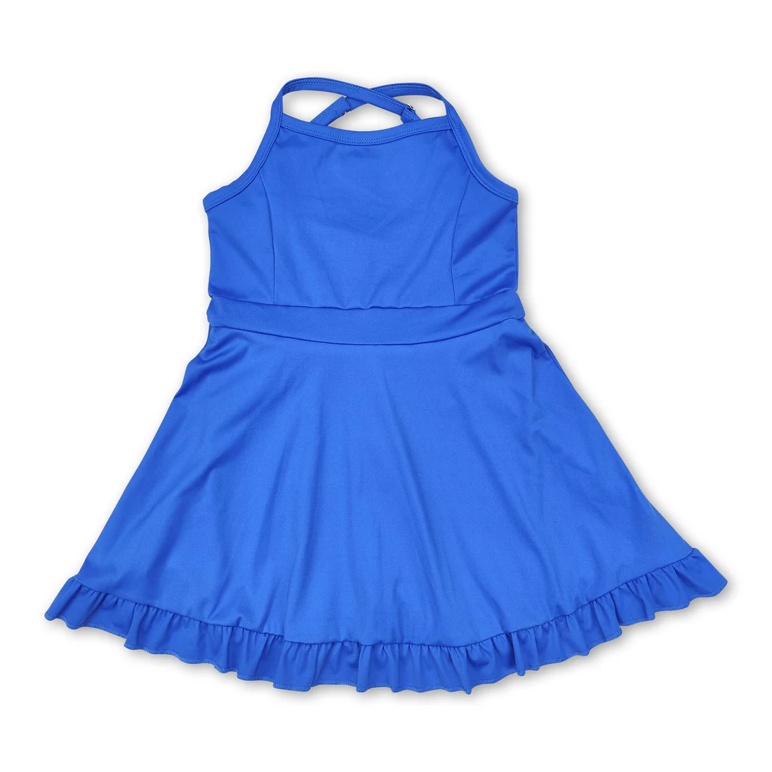 royal blue strap ruffle baby girls summer active wear athletic dress