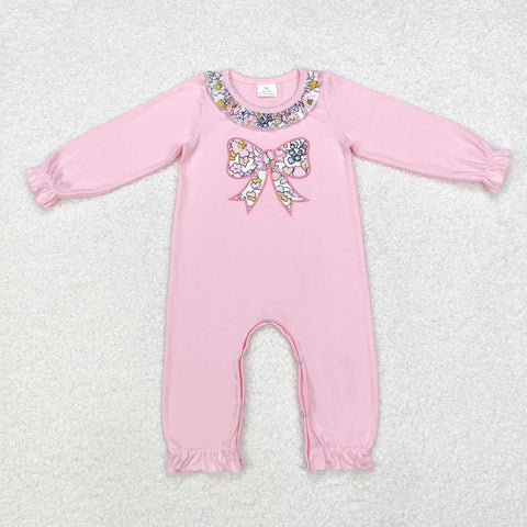 LR1812  USA Warehouse Floral Bow Pink Baby Zip Sleeper