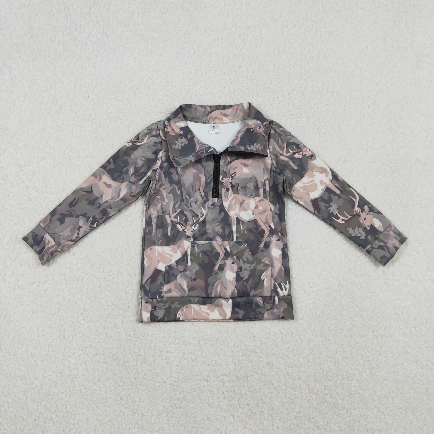 camo deer zip up pullover baby boy top