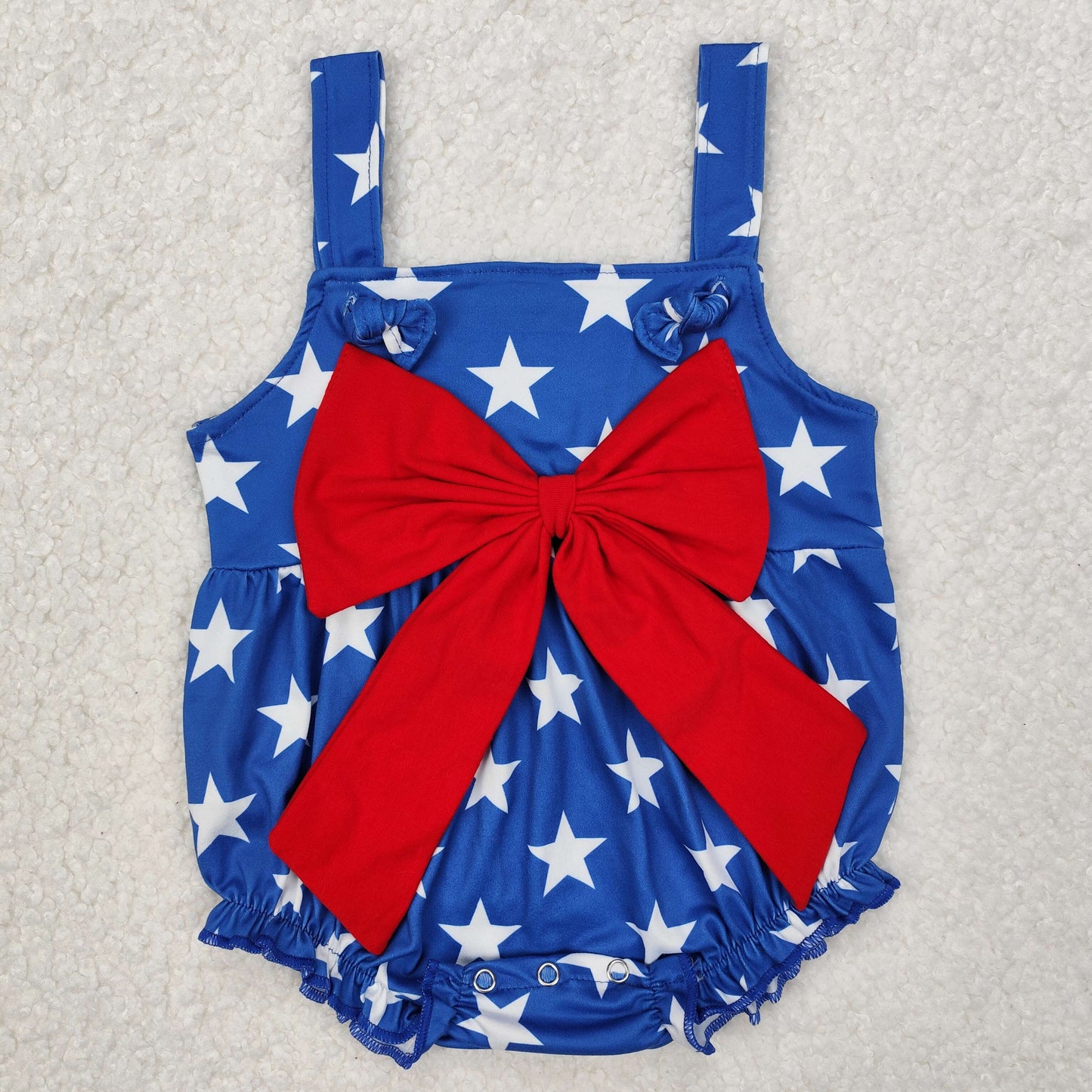 4th of july blue star print girl bubble