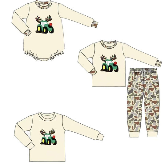 MOQ 5 TAT 6-7 weeks Christmas Tractor Baby Boy Sibling Clothes