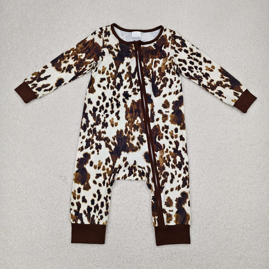 long sleeve cow print zip sleeper