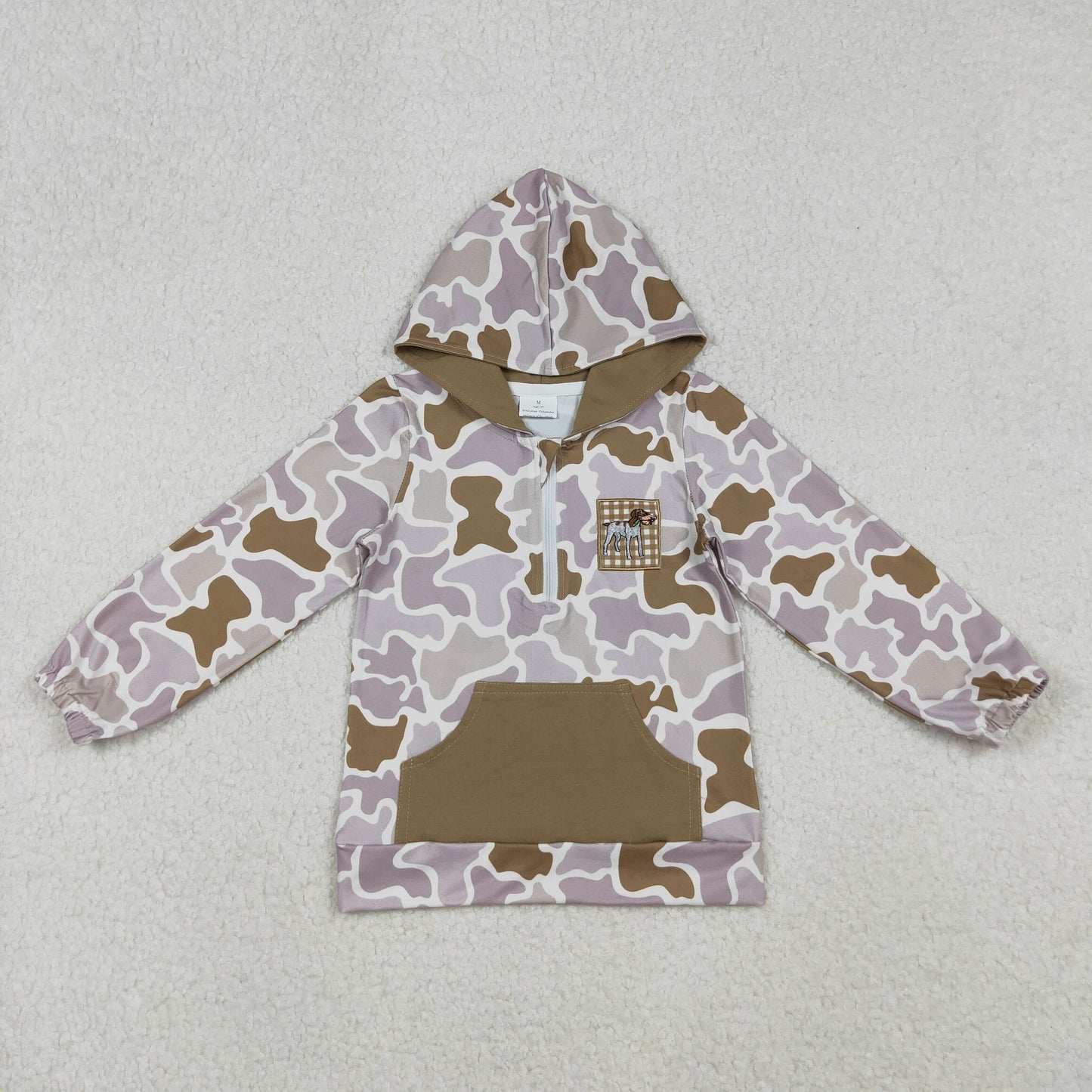 hunting dog embroidery camo hoodie fall boys top