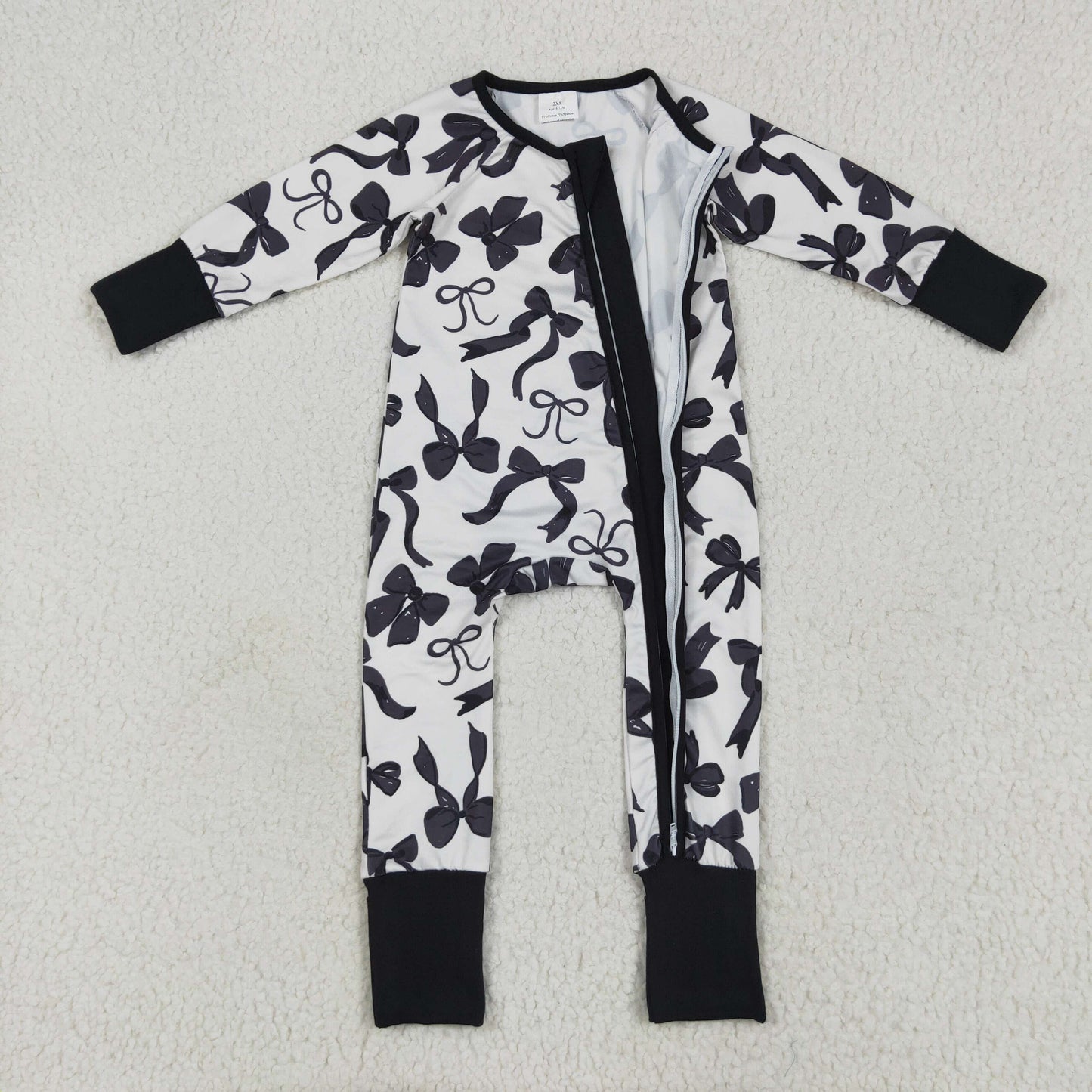western cowboy black bow print zip sleeper