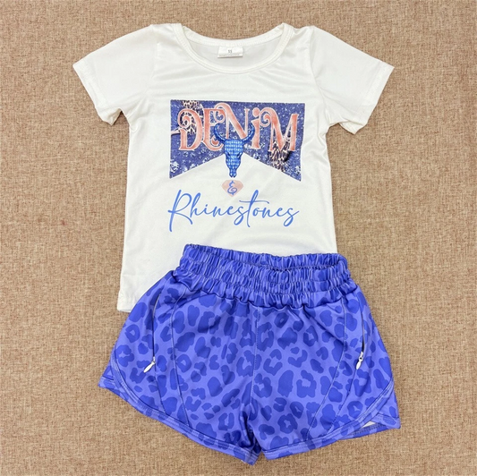 tee leopard shorts set