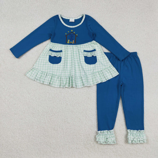 nativity embroidery pants set girl fall clothes