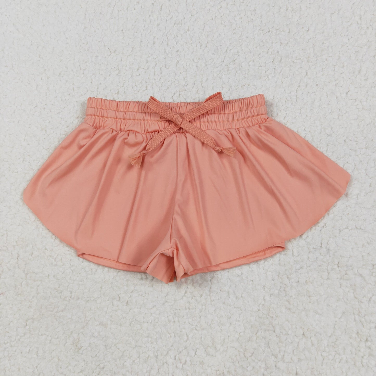 peach solid color yoga girls sports shorts