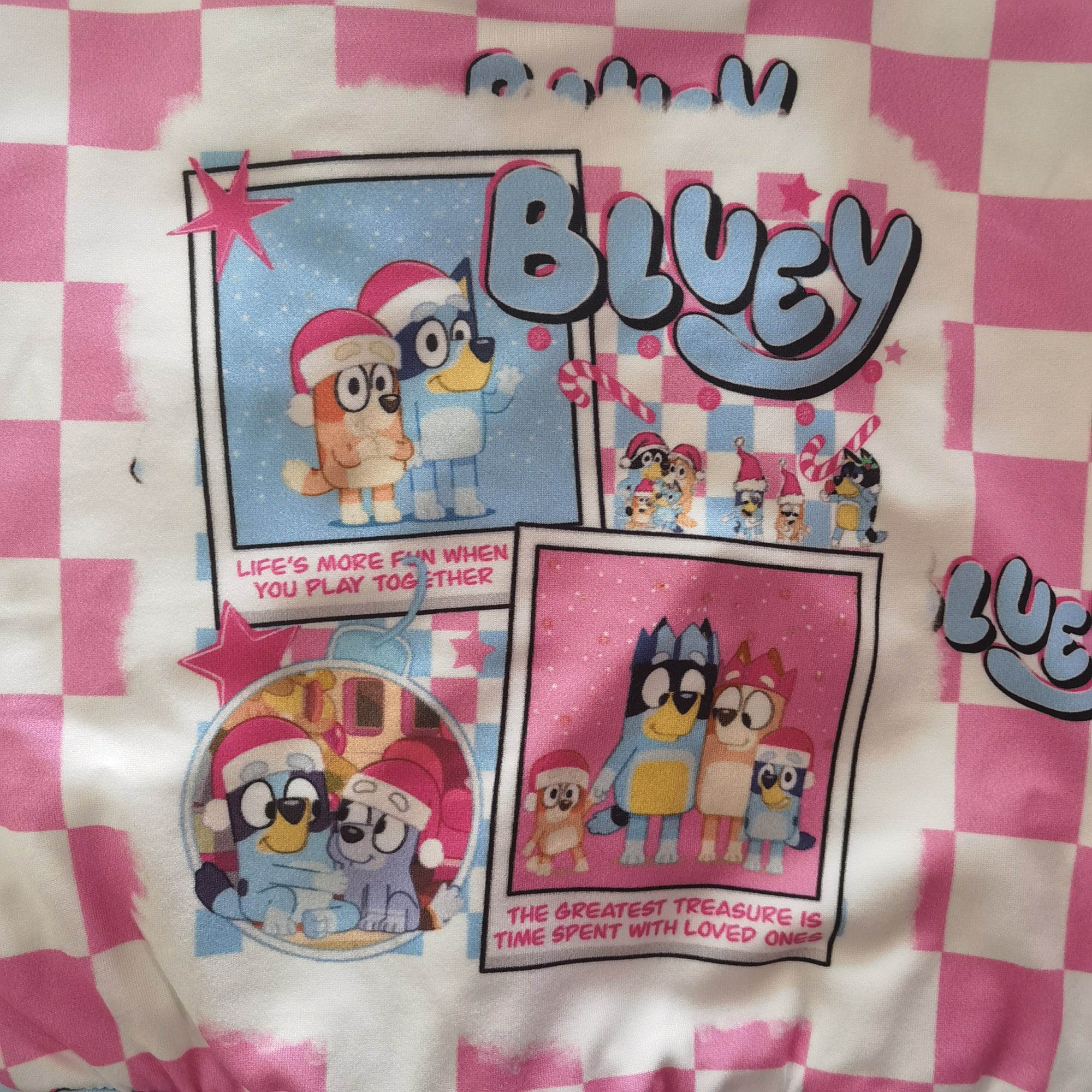 little girl pink checkered blu*y pullover top