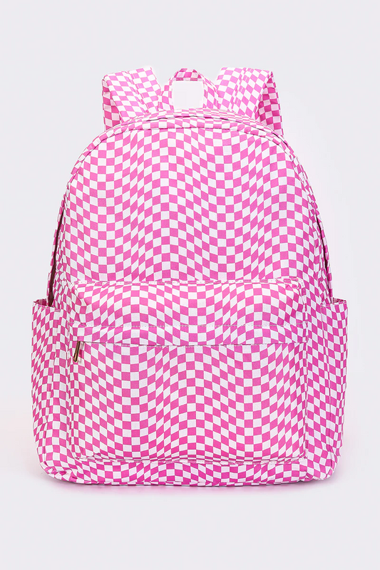 pink white checkered backpack kids bags