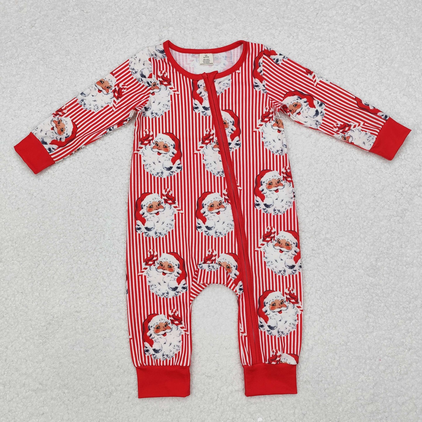 unisex baby santa print bamboo sleeper red