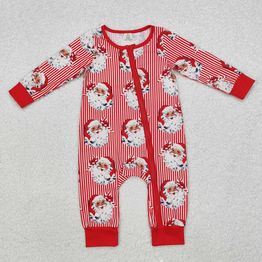 unisex baby santa print bamboo sleeper red