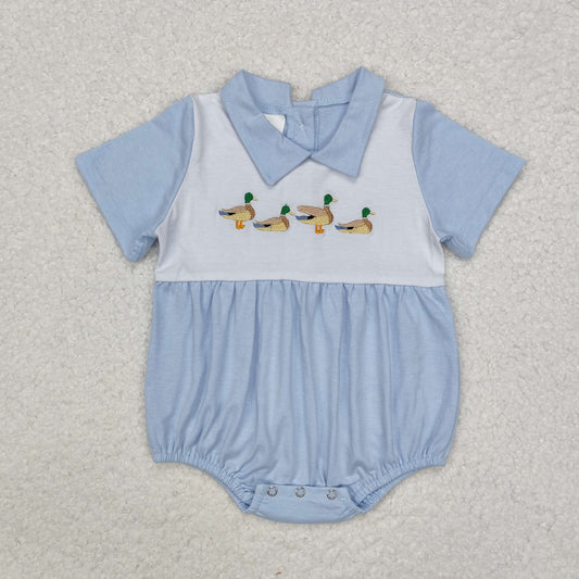 baby boy blue cotton duck embroidery bubble