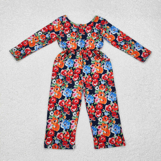 fall floral girls jumpsuit