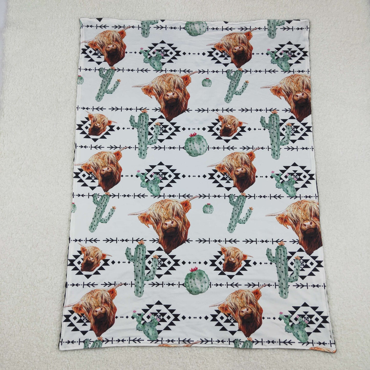 highland cows cactus aztec western baby blanket