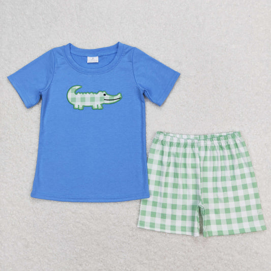 baby boy clothes crocodile embroidery shorts set