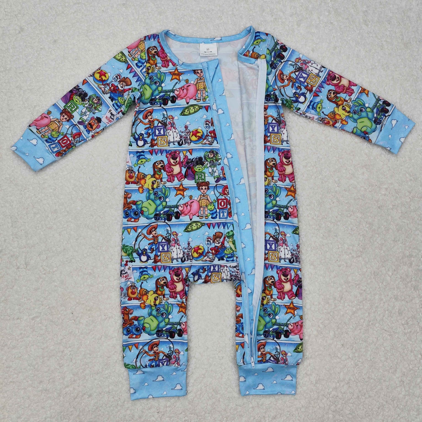cartoon print long sleeve zip sleeper baby clothes