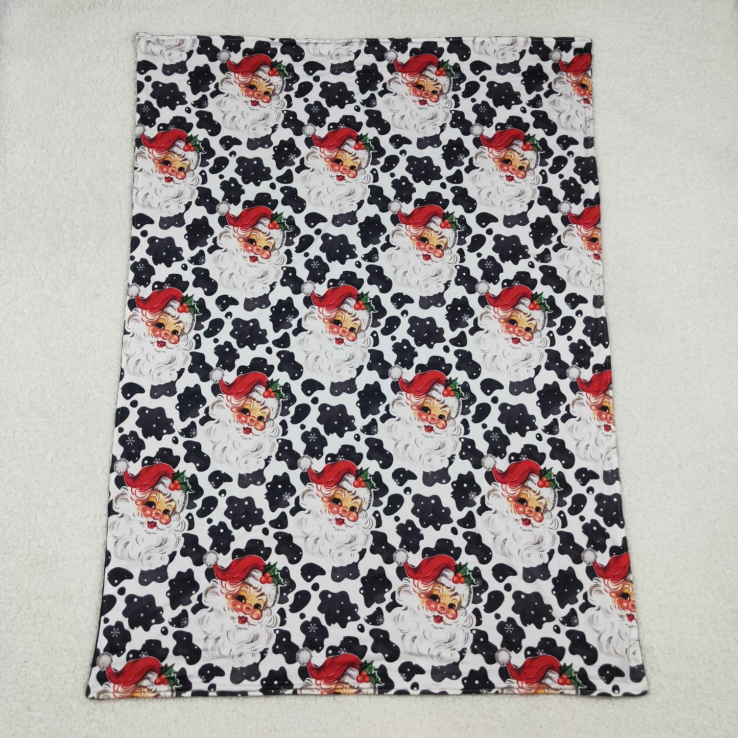 santa cow print Christmas baby blanket