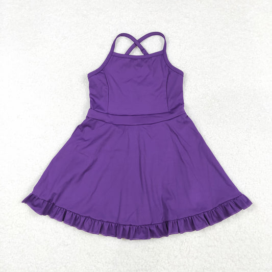 purple strap ruffle baby girls summer activewear athletic dress