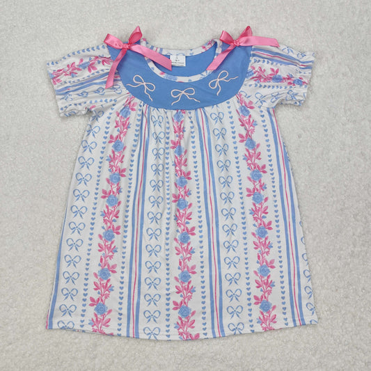 floral bows embroidered dress summer girl dresses