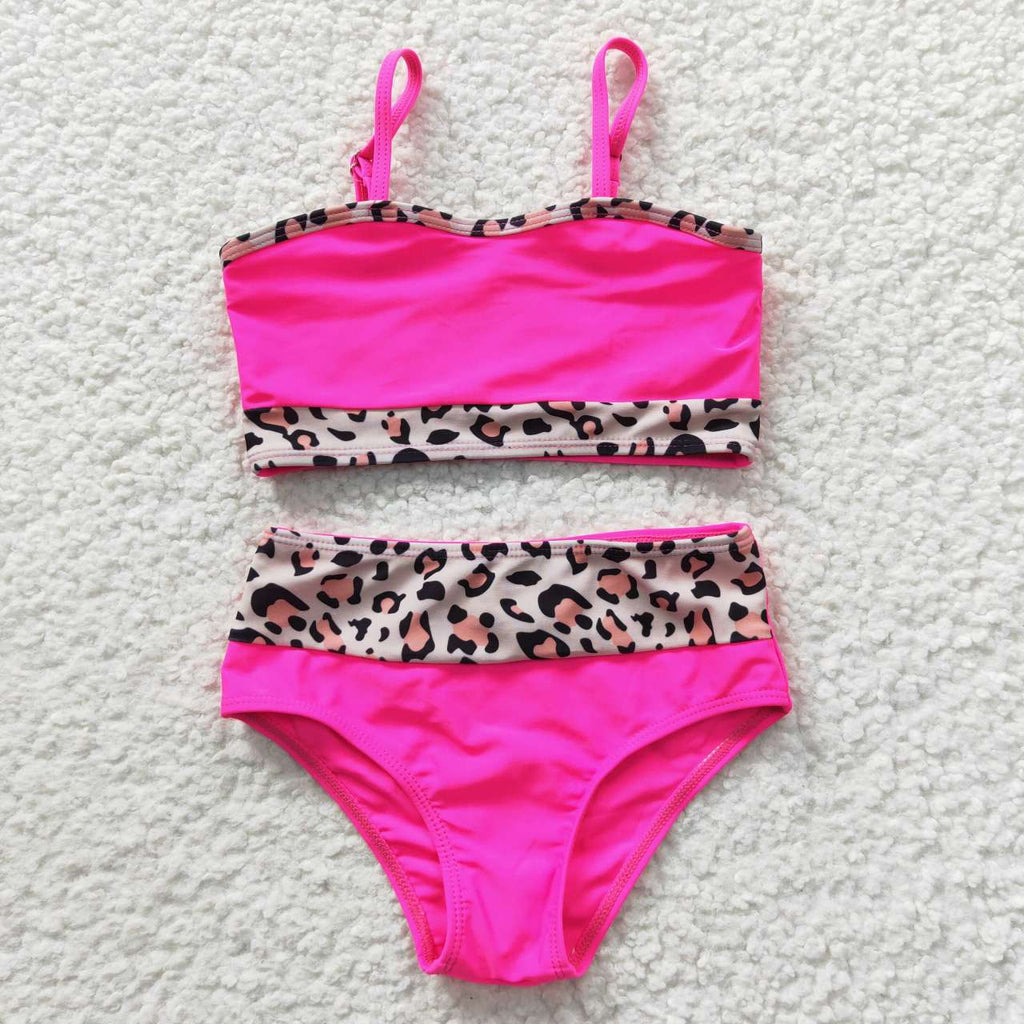 Fuchsia Cheetah High Waisted Matching Bikini