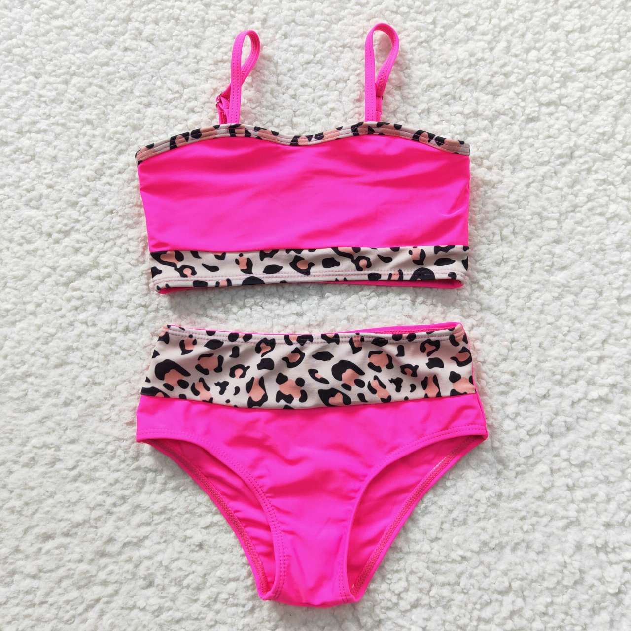 Fuchsia Cheetah High Waisted Matching Bikini